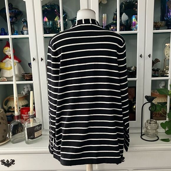 Staccato Black & White Cardigan Size Large Cascading Front - Picture 5 of 8